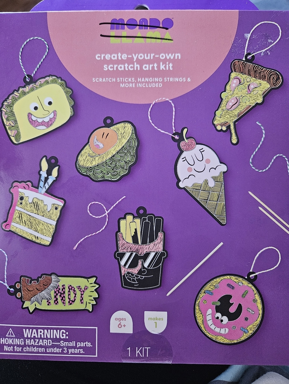 Mondo Llama Scratch Art Kit Kids Craft DIY Ornament Set New